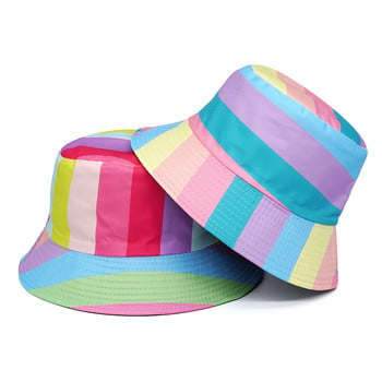 Καπέλο 2023 Summer Fisherman Καπέλο Reversible Harajuku Bucket για Γυναικεία Ανδρικά Καπέλο Hip Hop Street Καπέλο ψαρέματος με στάμπα Rainbow