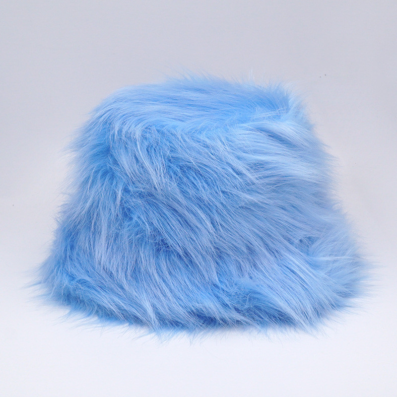 2023 Луксозна шапка с кофа от изкуствена кожа Жена Мъжка пухкава цветна щампа Плюшена кадифена рибарска зимна шапка Дебела топла боб панама