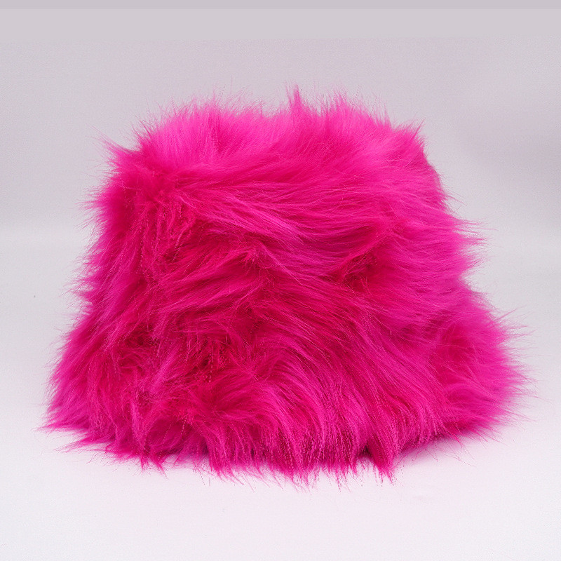 2023 Луксозна шапка с кофа от изкуствена кожа Жена Мъжка пухкава цветна щампа Плюшена кадифена рибарска зимна шапка Дебела топла боб панама