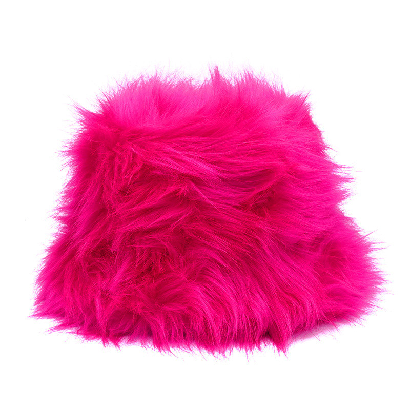 2023 Луксозна шапка с кофа от изкуствена кожа Жена Мъжка пухкава цветна щампа Плюшена кадифена рибарска зимна шапка Дебела топла боб панама