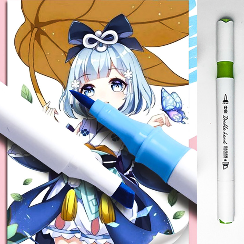 12PCS Двуглав маркер Двойна четка Цветна четка Комплект за рисуване на водна основа Художествени канцеларски материали Училищни офис консумативи