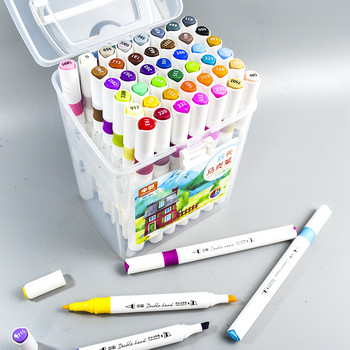 24 маркера Цветни маркери Oily Art Marker Set Двойна глава Оцветяване Манга Скициране Рисуване Алкохол Флумастер Ученически пособия