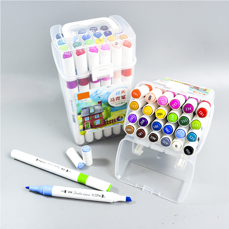 24 маркера Цветни маркери Oily Art Marker Set Двойна глава Оцветяване Манга Скициране Рисуване Алкохол Флумастер Ученически пособия