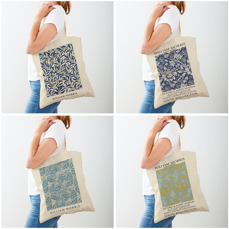 Реколта William Morris Matisse Дамски пазарски чанти Двойна щампа Ежедневна платнена дамска чанта за пътуване Дамска чанта Shopper Чанта за супермаркет