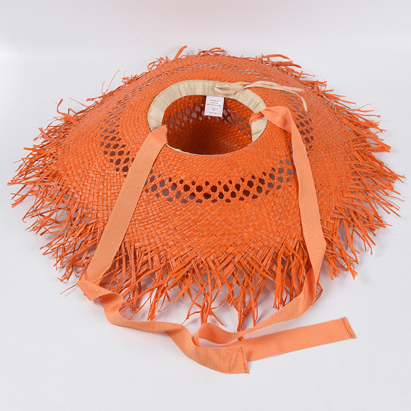 Лятна дамска плажна сламена шапка за слънце Лятна UV шапка за слънце с широка периферия Сгъваема плажна шапка Boho Rafia сламена флопи шапка Риболовна шапка