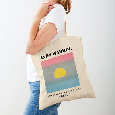 Andy Warhol Paradicsomleves Banán Virágok Női vásárlótáska Kétoldalas válltáska Kézitáska Alkalmi vászon női bevásárlótáskák