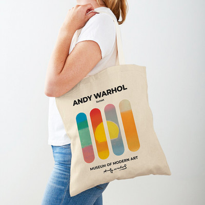 Andy Warhol Paradicsomleves Banán Virágok Női vásárlótáska Kétoldalas válltáska Kézitáska Alkalmi vászon női bevásárlótáskák