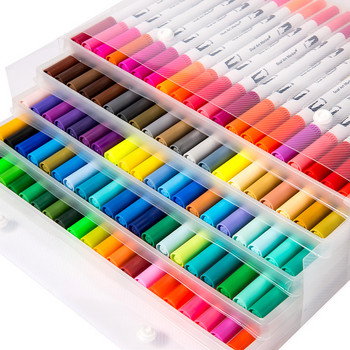 Акварелни цветни химикалки Фини маркери за оцветяване на върха на четката Fineliner Химикалки за надписи Филц Художествени принадлежности Рисуване Писане Манга