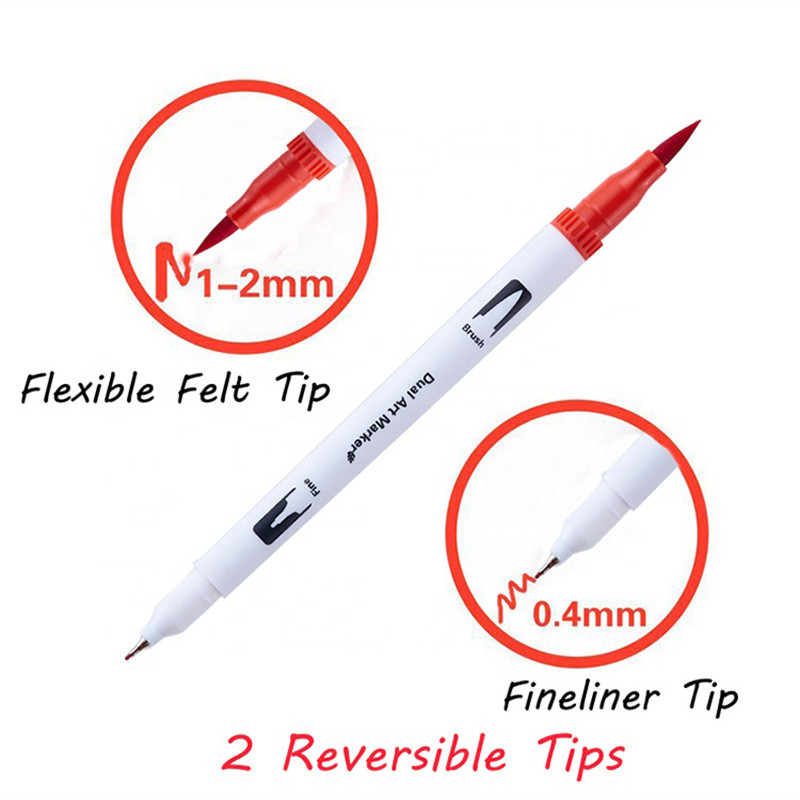 Акварелни цветни химикалки Фини маркери за оцветяване на върха на четката Fineliner Химикалки за надписи Филц Художествени принадлежности Рисуване Писане Манга