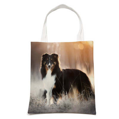 Ежедневна чанта за рамо Shetland Sheepdog Dog Пазаруване през рамо за жени Pet Animal Сгъваема ленена модна студентска чанта за многократна употреба