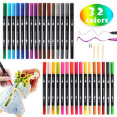 32 Color Profession Art Marker Pens Brush Dual Tip Set0,4mm Έγχρωμο Πινέλο Ακουαρέλας Fineliner Point Drawing Manga