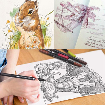 32 Color Profession Art Marker Pens Brush Dual Tip Set 0,4 mm Цветна акварелна четка Pen Fineliner Point Drawing Manga