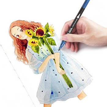 32 Color Profession Art Marker Pens Brush Dual Tip Set0,4mm Έγχρωμο Πινέλο Ακουαρέλας Fineliner Point Drawing Manga