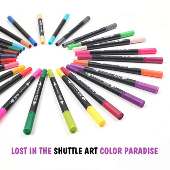 32 Color Profession Art Marker Pens Brush Dual Tip Set 0,4 mm Цветна акварелна четка Pen Fineliner Point Drawing Manga
