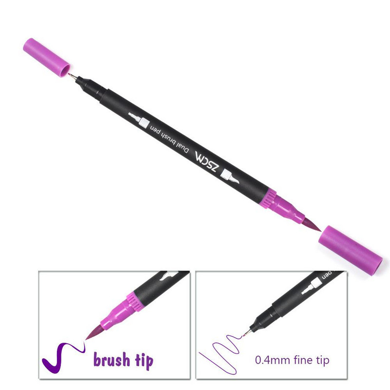 32 Color Profession Art Marker Pens Brush Dual Tip Set 0,4 mm Цветна акварелна четка Pen Fineliner Point Drawing Manga