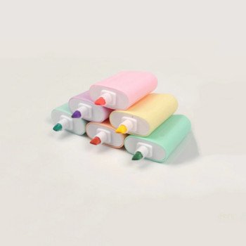 6Pcs Комплект хайлайтери Училищни сладки канцеларски материали Студентски принадлежности за рисуване Сладолед Мини маркери за рисуване Писалки за писане