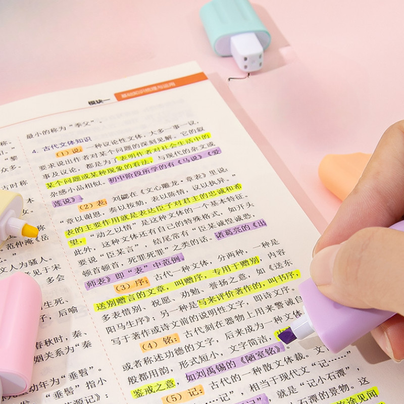 6Pcs Комплект хайлайтери Училищни сладки канцеларски материали Студентски принадлежности за рисуване Сладолед Мини маркери за рисуване Писалки за писане