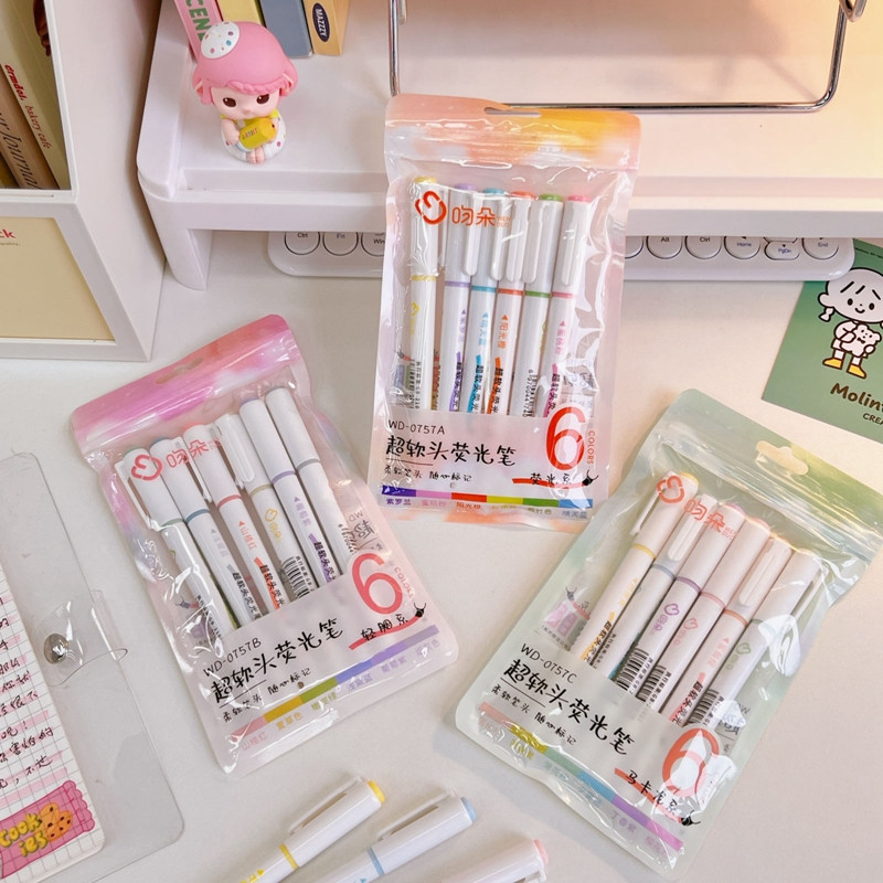 6 бр./компл. Флуоресцентна цветна маркерна писалка Маркиращ маркер Набор от цветни маркери Писалка Ученически пособия Маркери Канцеларски материали