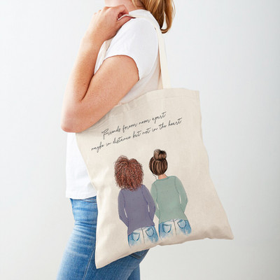 Топли семейни романтични любовни привързаности пазарски чанти за жени с двоен печат Ежедневни детски платнени пазарски чанти чанти