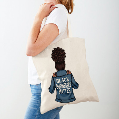 Черна дамска пазарска чанта с двоен печат Сгъваема ежедневна платнена чанта за многократна употреба Африкански дамски пазарски чанти Модна ръчна чанта