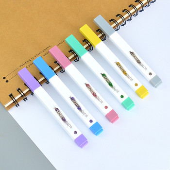 Цветни блестящи хайлайтери с двоен връх на точки, 6 цвята Писалка с фин блясък Водоустойчив и светлоустойчив