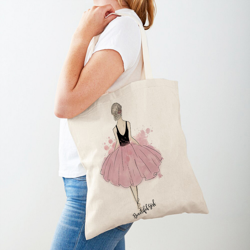 Модна сладка анимационна кралица Lychee Life Ballet Girl Детска ученическа чанта Tote за дамски ежедневни платнени дамски чанти за пазаруване