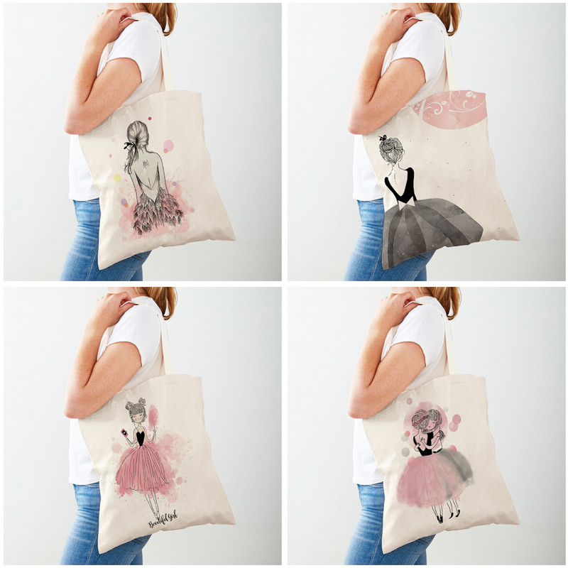 Модна сладка анимационна кралица Lychee Life Ballet Girl Детска ученическа чанта Tote за дамски ежедневни платнени дамски чанти за пазаруване