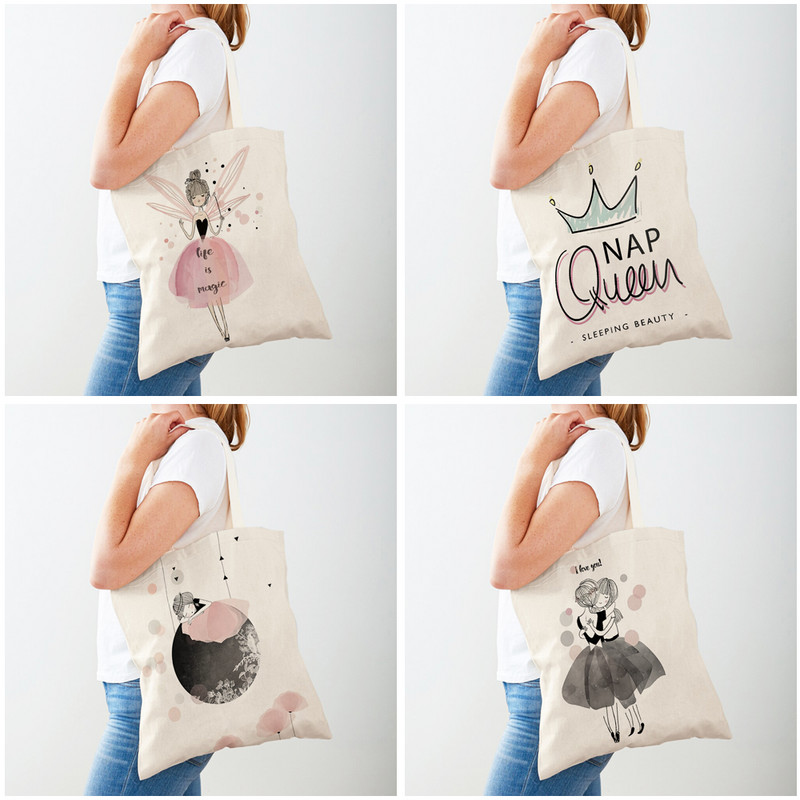 Модна сладка анимационна кралица Lychee Life Ballet Girl Детска ученическа чанта Tote за дамски ежедневни платнени дамски чанти за пазаруване