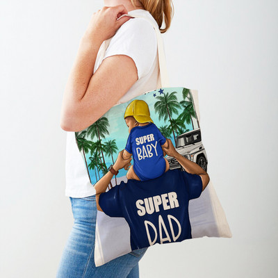 Alkalmi Super Mama bevásárlótáska, kétoldalas újrafelhasználható női vászon válltáska szupermarket divatos női vásárlótáskákhoz