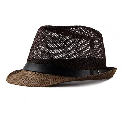 Férfi Női Panama Kalap Vintage Brit stílusú Átlátszó Hollow Out Cowboy Férfi Hálós Kalap Fejfedők Nyári Napvédő Gorras