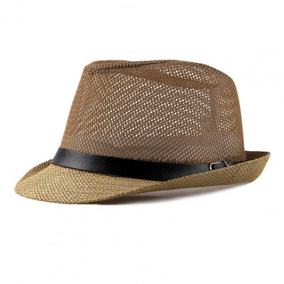 Férfi Női Panama Kalap Vintage Brit stílusú Átlátszó Hollow Out Cowboy Férfi Hálós Kalap Fejfedők Nyári Napvédő Gorras
