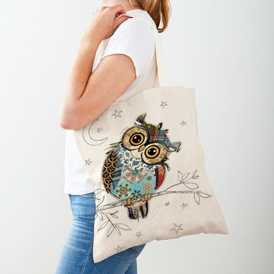 Ежедневни анимационни рисунки на животни Дамски пазарски чанти Маймуна Слон Котка Куче Платно Сгъваема многократна употреба Дамски чанти през рамо