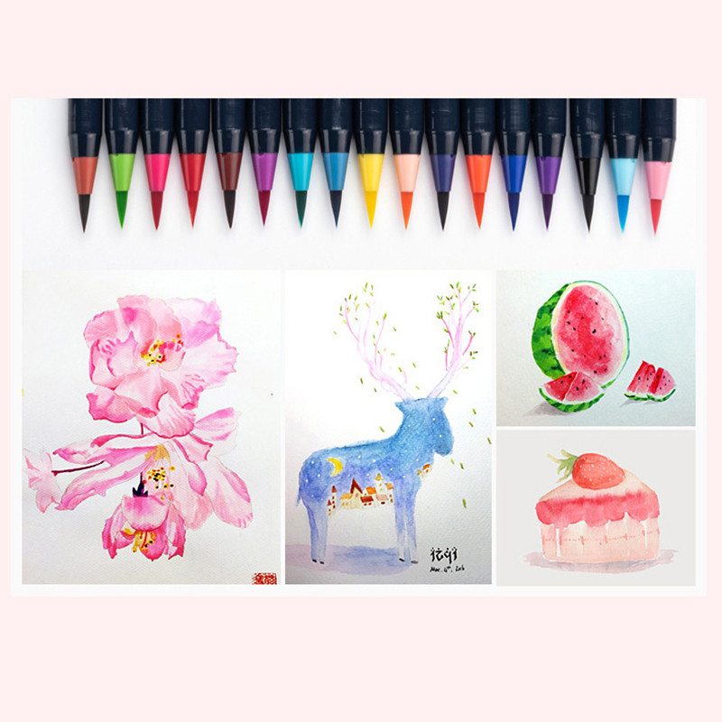 20 цвята мастило Мека калиграфска четка Писалка Рисуване Акварелна четка Писалка Живопис Надписи Арт Маркери Офис Училищни арт консумативи