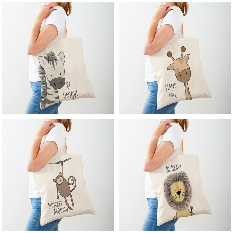 Дамски пазарски чанти с карикатура на животно, динозавър