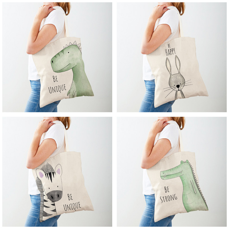 Дамски пазарски чанти с карикатура на животно, динозавър