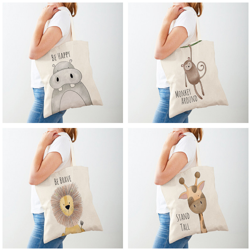 Дамски пазарски чанти с карикатура на животно, динозавър