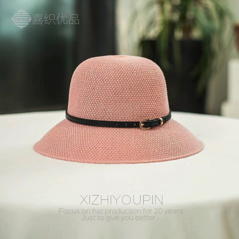Лятна сламена шапка за жени за пътуване на открито Ежедневни шапки за слънце за жени Плажна шапка Дамски шапки Рибарски сенник Панама