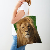 Τσάντες αγορών African Brave Lion Lady Τσάντα τσάντα καμβά, επαναχρησιμοποιήσιμη διπλή εκτύπωση, μοδάτη τσάντα αγοράς άγριων ζώων για γυναίκες