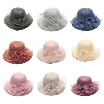 Καπέλο Derby για γυναίκες Organza Tea Party Hat Church Fascinator Καπέλο Εκκλησίας SunHat Drop Shipping