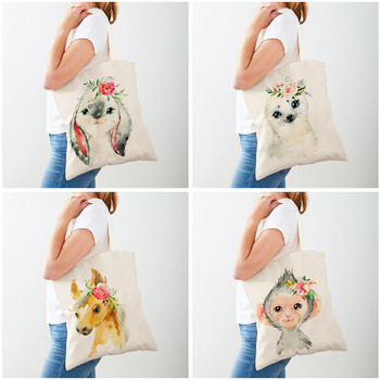 Λουλούδι Ζέβρα Καμηλοπάρδαλη Hippo Lion Penguin Casual Τσάντες αγορών Πτυσσόμενη τσάντα για ψώνια Ζώα υφασμάτινη πάνινη τσάντα για γυναίκες