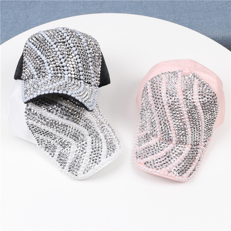 2023 Нова шапка с вграждане на диаманти Розово черно корейско издание Модна универсална пролет/лято Воден диамантен пищял