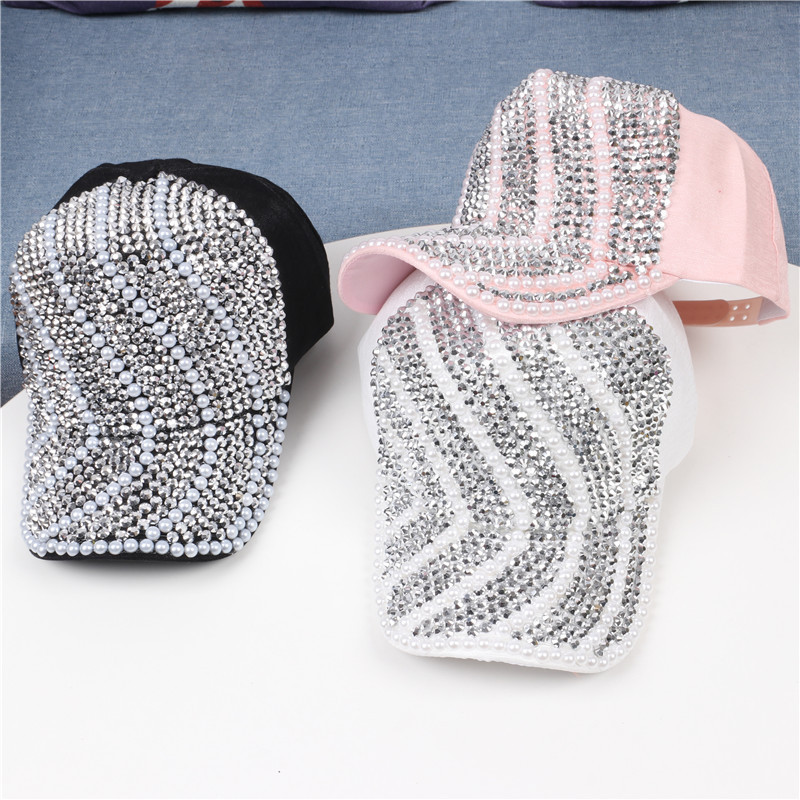2023 Нова шапка с вграждане на диаманти Розово черно корейско издание Модна универсална пролет/лято Воден диамантен пищял