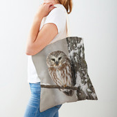 Fashion Wild Animal Bird Owl Shopper Bag Tote τσάντα καμβά και στις δύο όψεις Casual φοιτητική τσάντα ώμου για γυναίκες Παιδιά