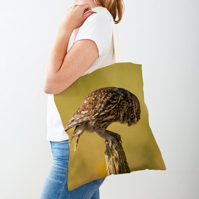 Fashion Wild Animal Bird Owl Shopper Bag Tote τσάντα καμβά και στις δύο όψεις Casual φοιτητική τσάντα ώμου για γυναίκες Παιδιά