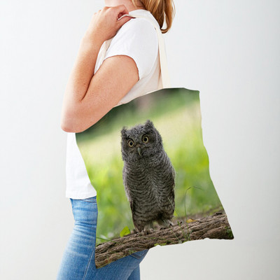 Fashion Wild Animal Bird Owl Shopper Bag Tote τσάντα καμβά και στις δύο όψεις Casual φοιτητική τσάντα ώμου για γυναίκες Παιδιά