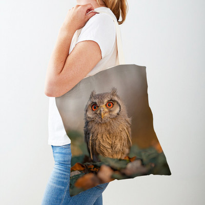 Fashion Wild Animal Bird Owl Shopper Bag Tote τσάντα καμβά και στις δύο όψεις Casual φοιτητική τσάντα ώμου για γυναίκες Παιδιά