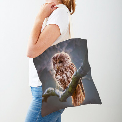 Fashion Wild Animal Bird Owl Shopper Bag Tote τσάντα καμβά και στις δύο όψεις Casual φοιτητική τσάντα ώμου για γυναίκες Παιδιά
