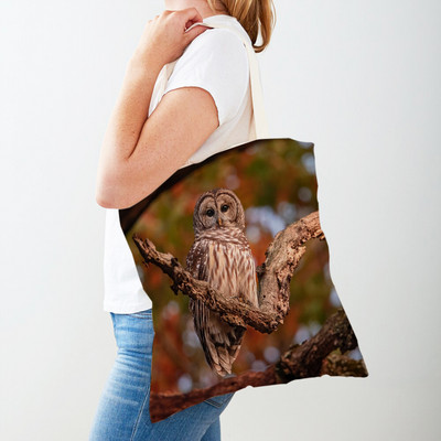 Fashion Wild Animal Bird Owl Shopper Bag Tote τσάντα καμβά και στις δύο όψεις Casual φοιτητική τσάντα ώμου για γυναίκες Παιδιά
