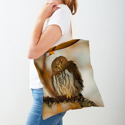 Fashion Wild Animal Bird Owl Shopper Bag Tote τσάντα καμβά και στις δύο όψεις Casual φοιτητική τσάντα ώμου για γυναίκες Παιδιά