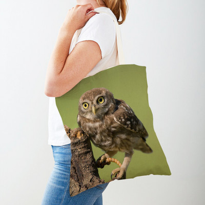 Fashion Wild Animal Bird Owl Shopper Bag Tote τσάντα καμβά και στις δύο όψεις Casual φοιτητική τσάντα ώμου για γυναίκες Παιδιά
